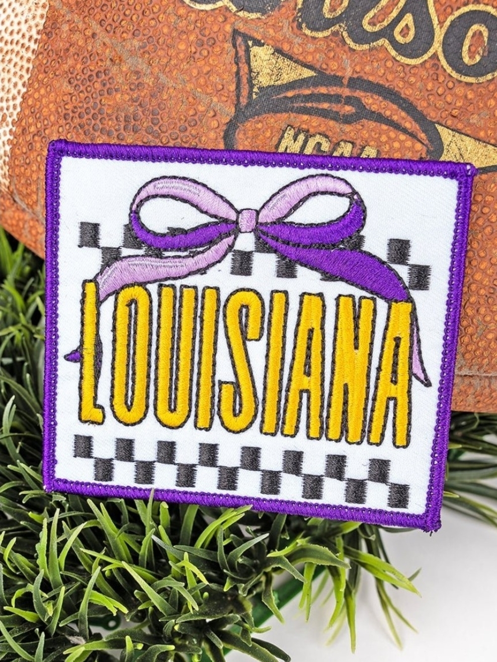 Bow Louisiana Check Embroidered Patch